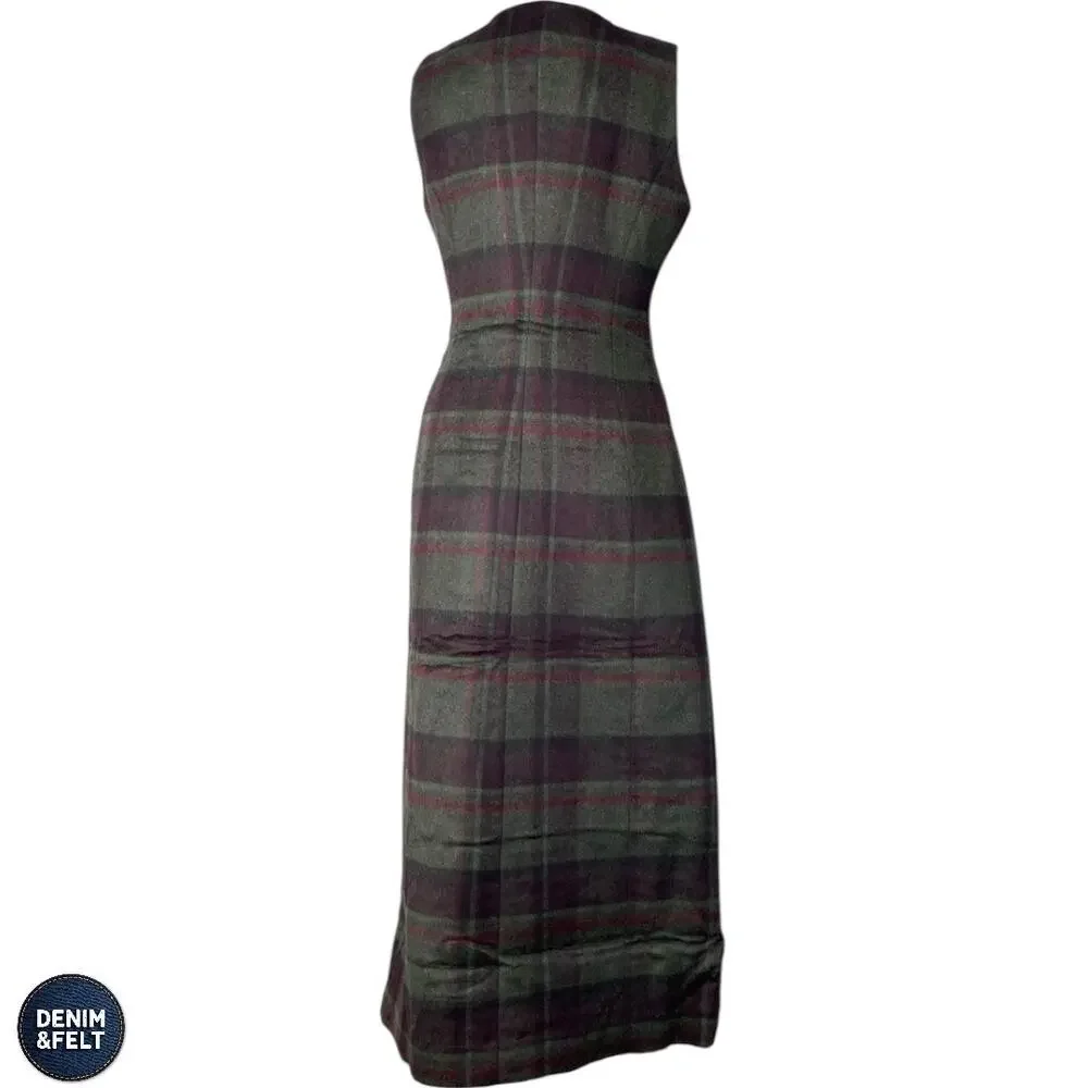 Tuckernuck Forest Plaid Wool Rhoda Midi Dress Sleeveless Classic Fall Winter - Picture 10 of 16